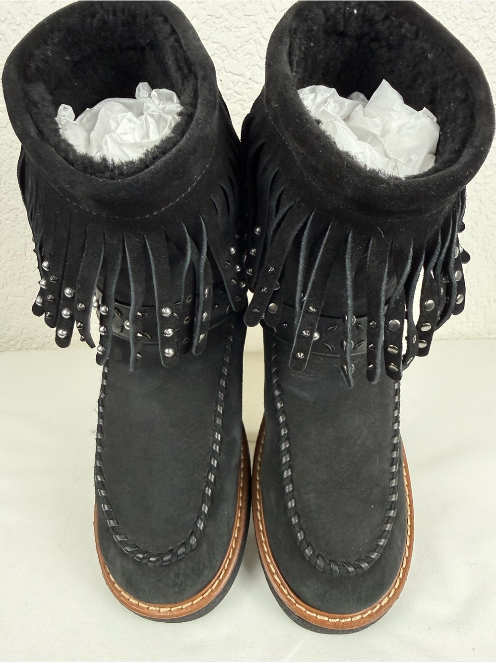 Coach | Roccasin | Shearling Fringe Boots | Black Suede | Women's 9B - Picture 3 of 11